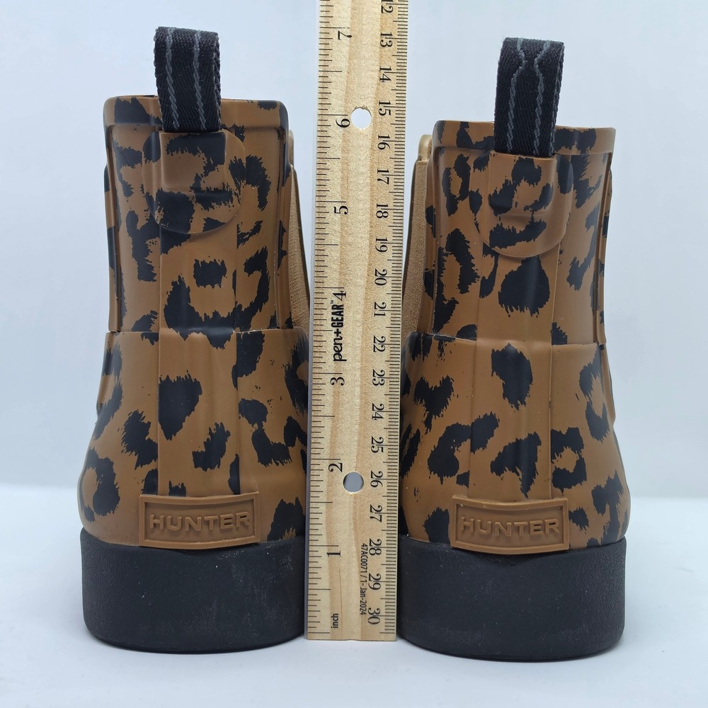 Hunter Original Leopard Print Chelsea Boots Brown Black WFS2026RMA Womens 9 - Picture 3 of 12